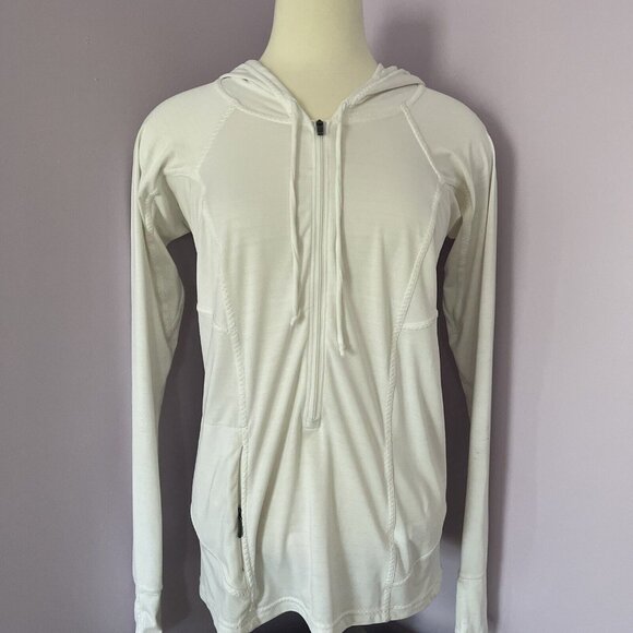 Athleta Pullover Womens M White Hoodie 1/2 Zip Athleisure - Picture 6 of 6